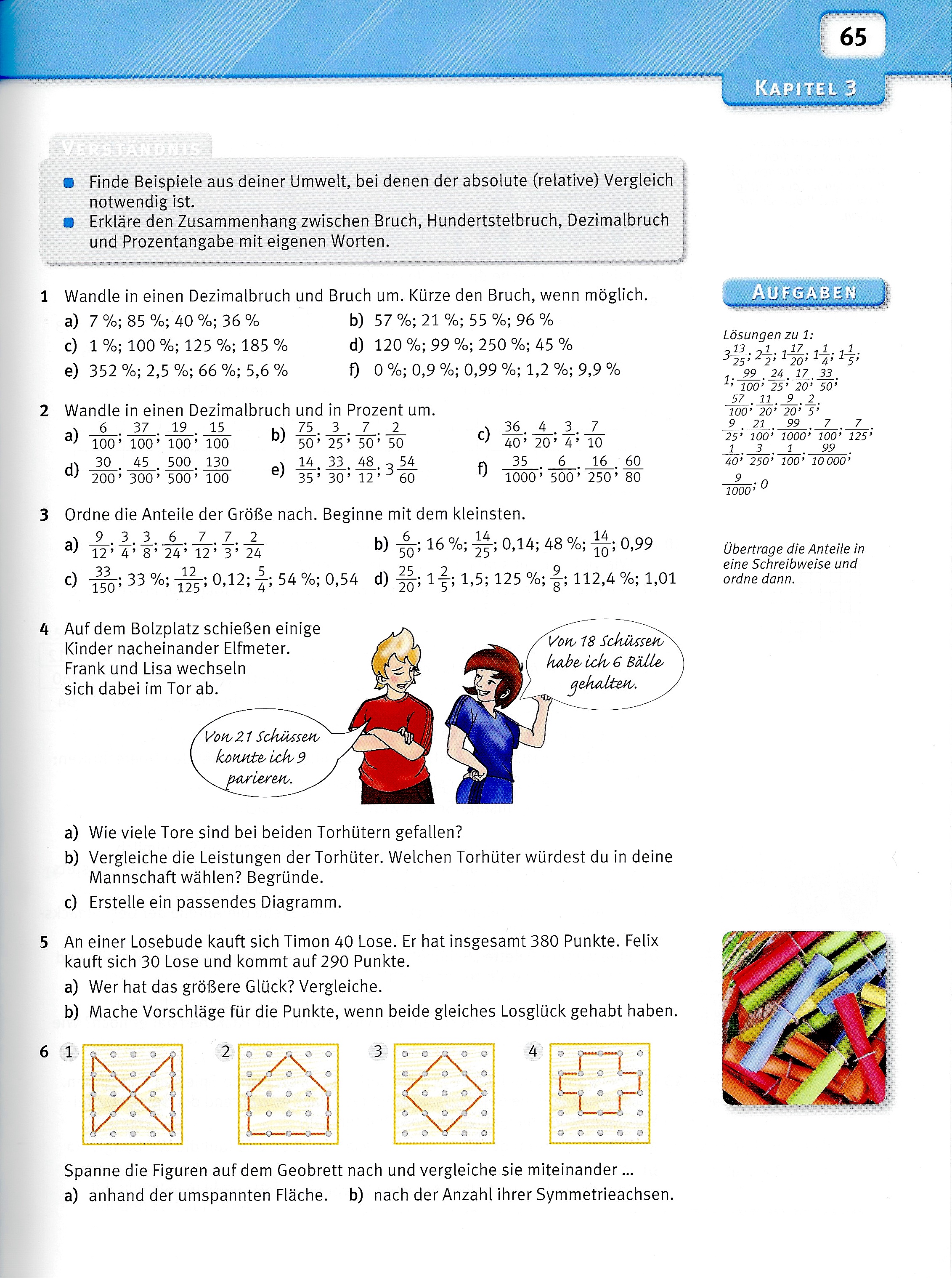 Schulbuchseite zur Prozentrechnung (Kleine & Ludwig, 2011, S. 65)
