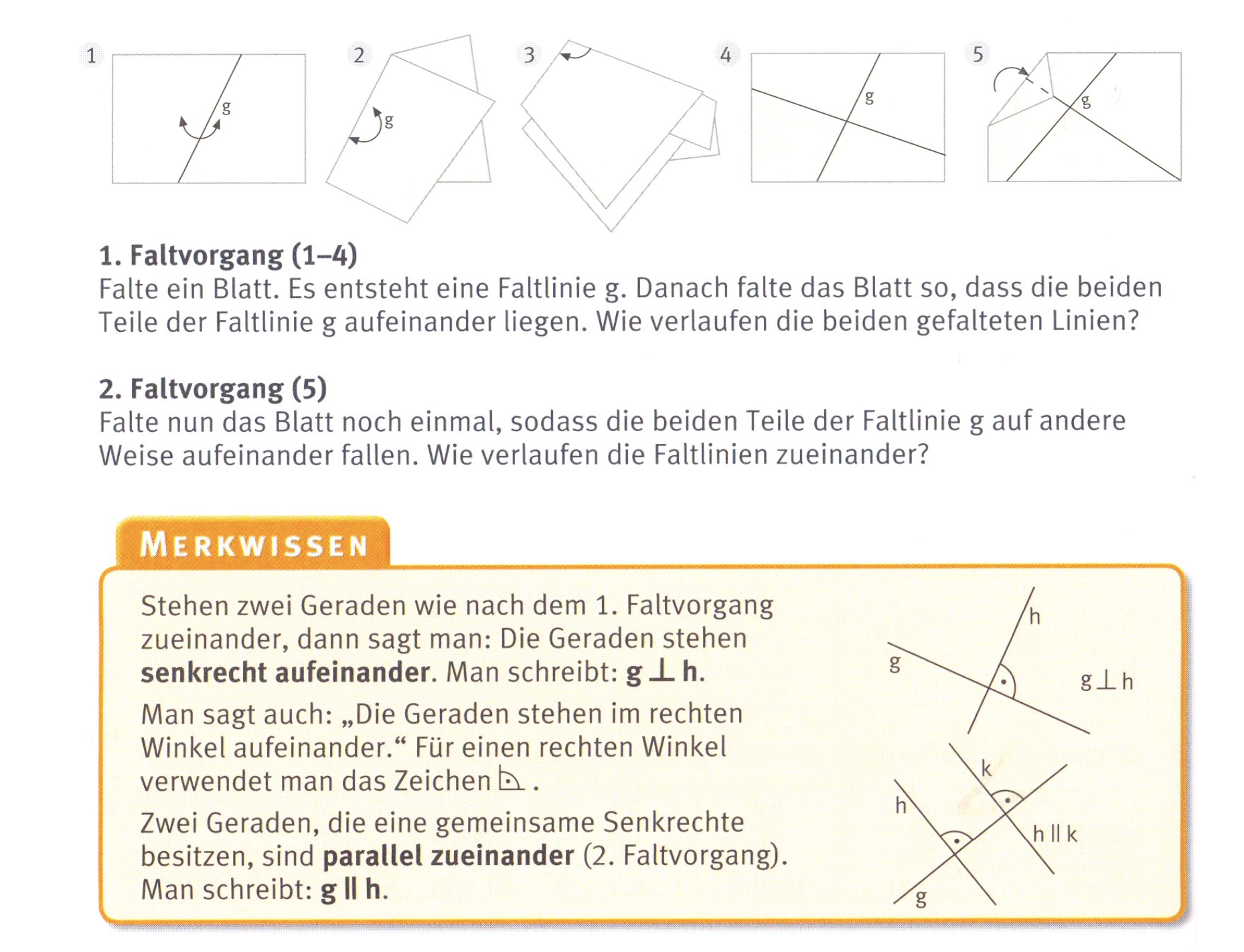 Definition zu den Begriffen senkrecht zueinander und parallel zueinenader (Kleine, 2011, S. 78)