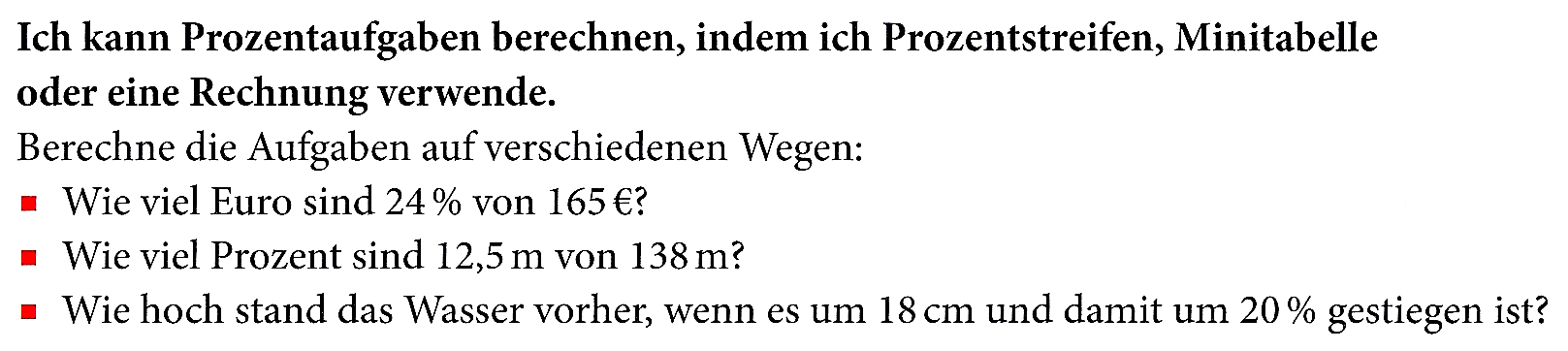 Selbsteinschätzungsaufgabe zur Prozentrechnung (Leuders et al., 2015, S. 244)