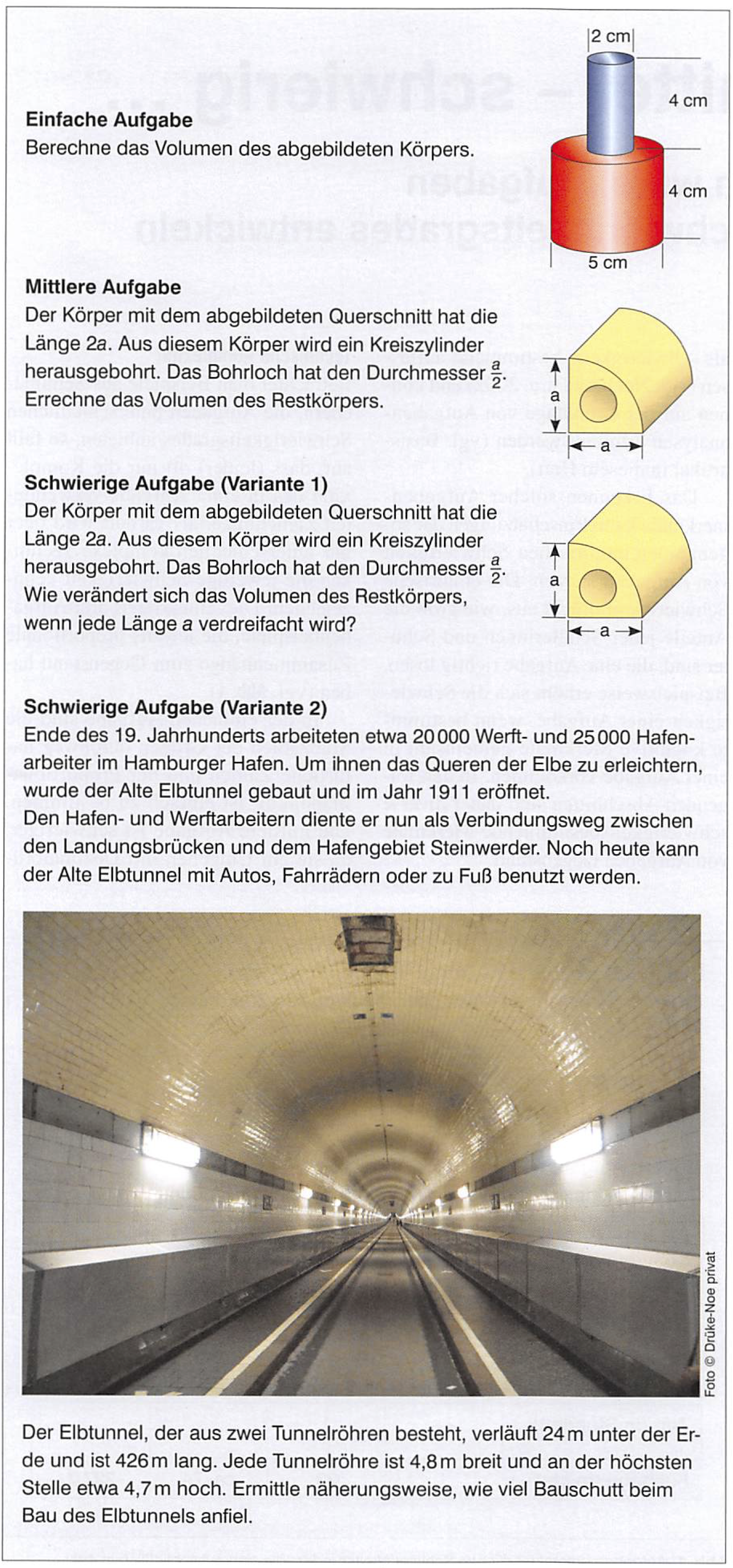 Unterschiedlich schwere Aufgaben zum Prismenvolumen (aus Drüke-Noe, 2018, S. 10)