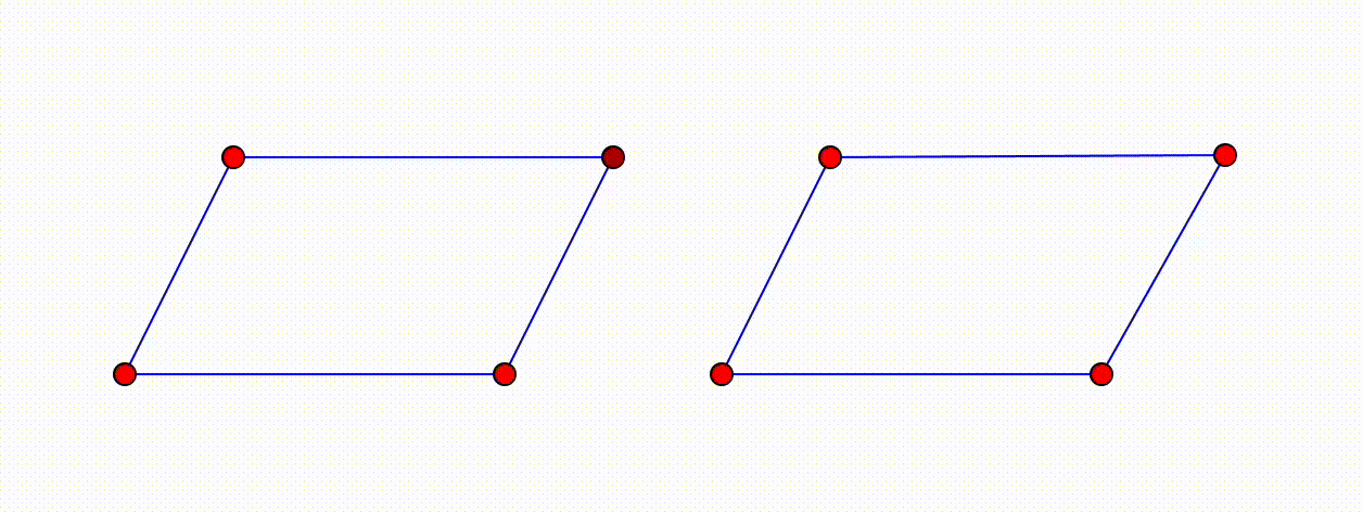 Zugstabil konstruiertes vs. gezeichnetes Parallelogramm